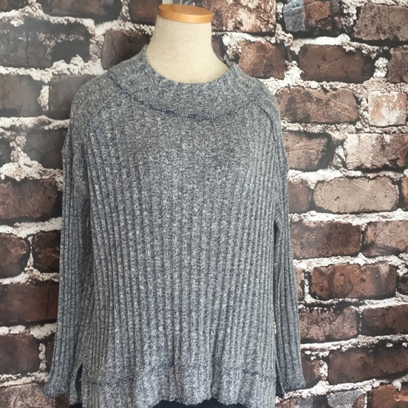 Free People Sweaters - Free People ribbed blue heather sweater small EUC